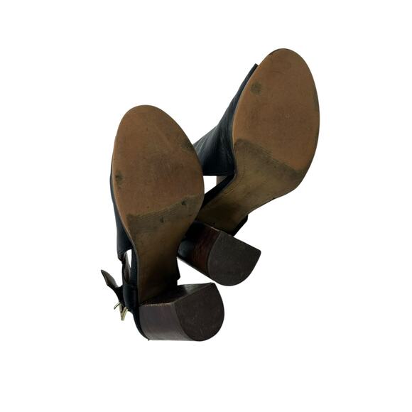 Tommy Hilfiger Black Leather Open Toe Sling Back Heeled Sandals Shoes size 8M - Picture 3 of 16